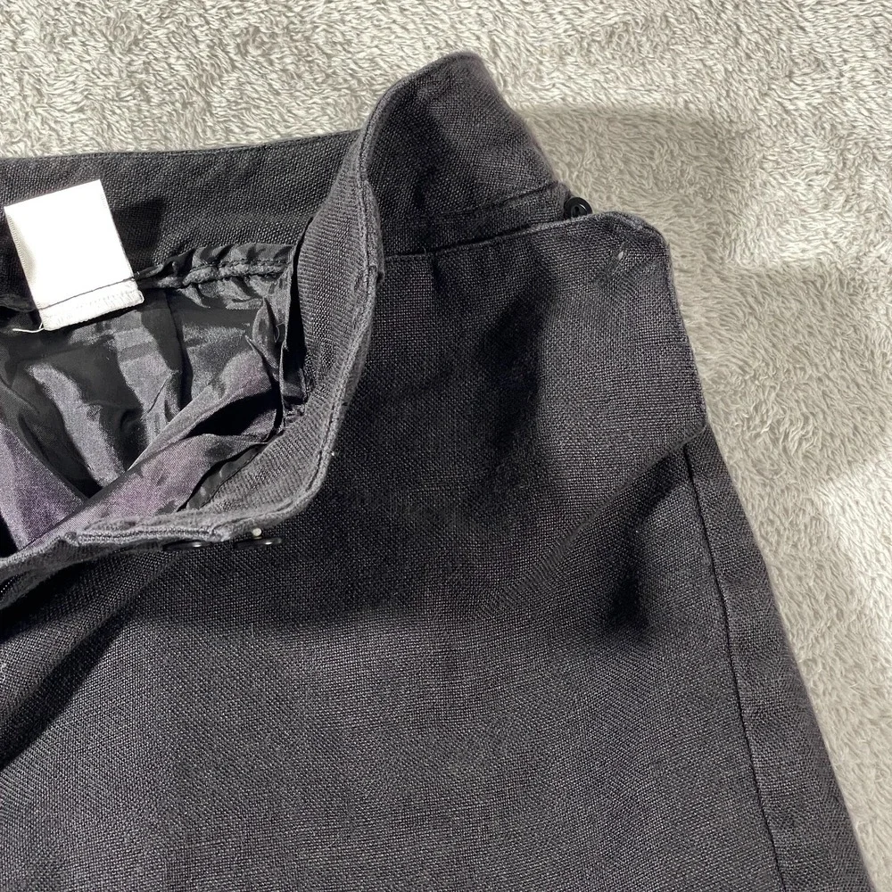 Talbots Khaki Black Casual Irish Linen 10 Wide Leg Outdoorsy Minimalist Preppy‎